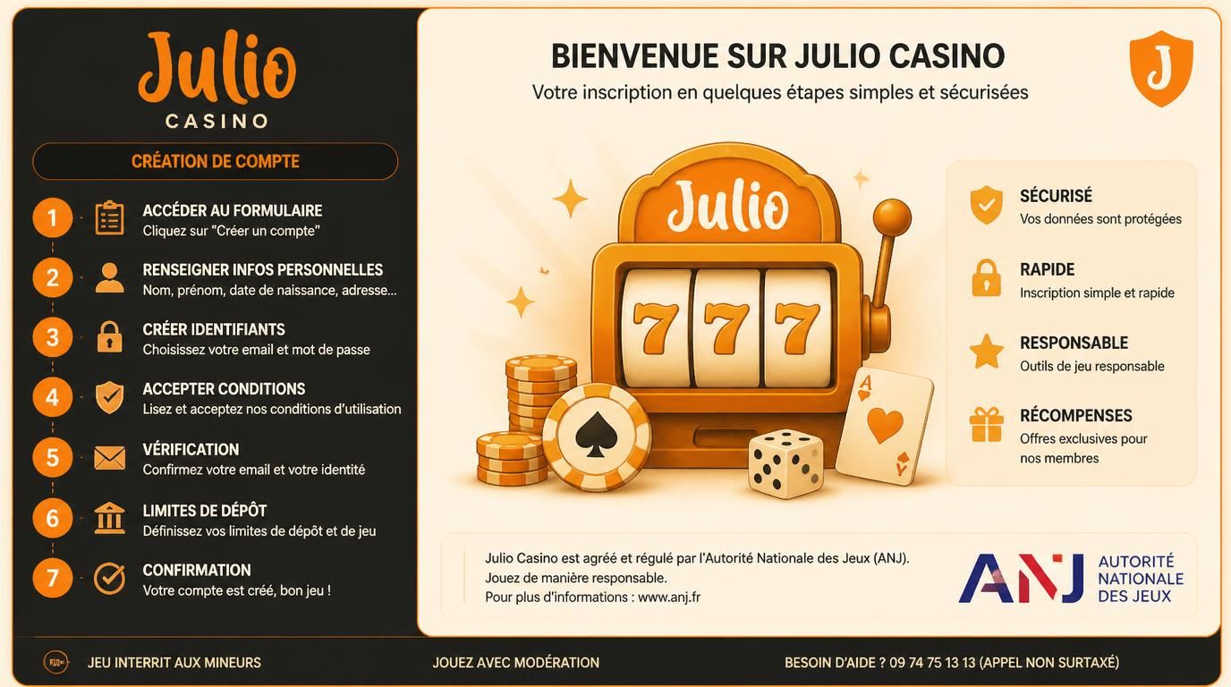 alt Étapes de conformité pour l’inscription d’un compte français chez Julio Casino